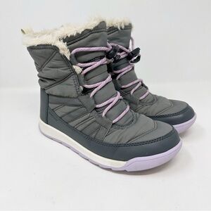 Kids Sorel Winter Snow Boots - Gray with Purple